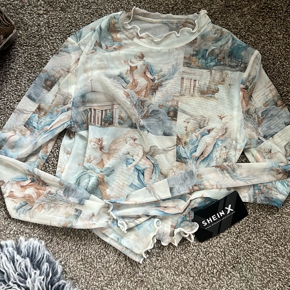 Sheer Shein Greek Angels long sleeve shirt